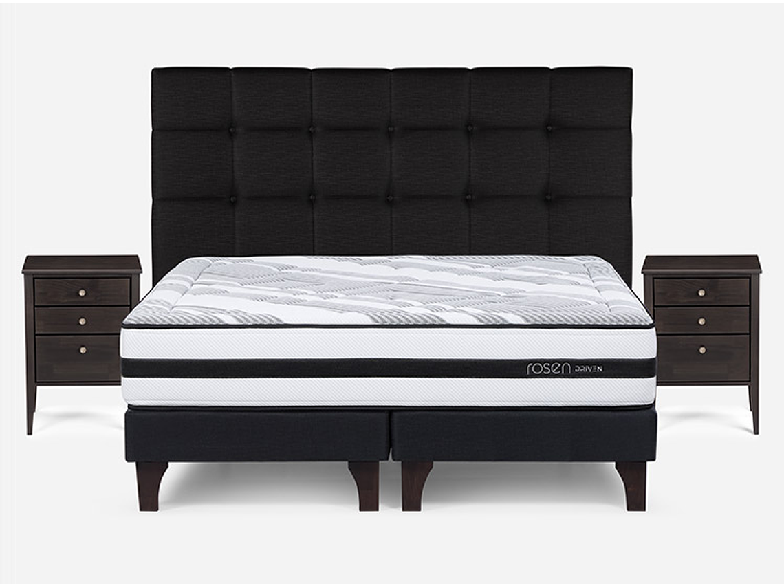 JUEGO DE DORMITORIO ROSEN CAMA EUROPEA DRIVEN 2 PLAZAS + SET ISSEY GRAFITO 1