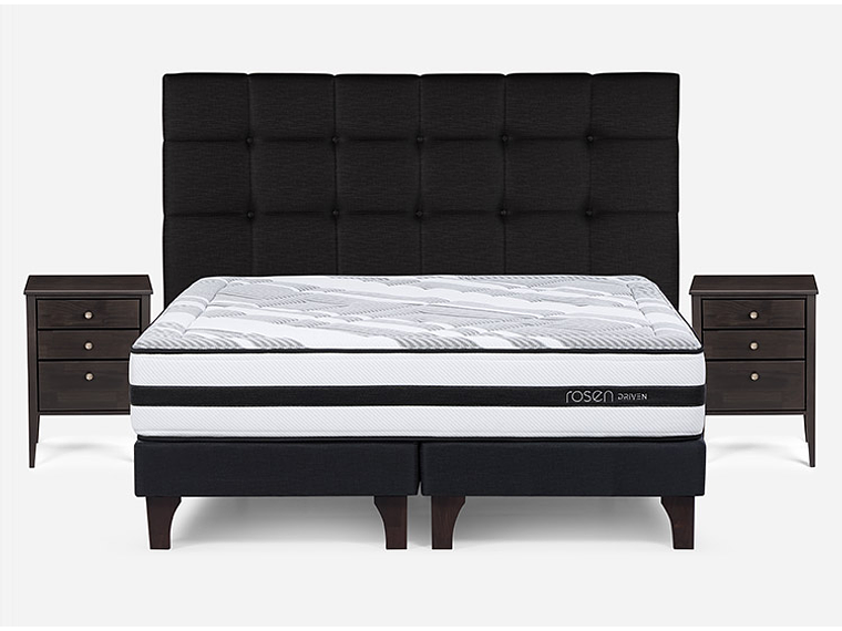 JUEGO DE DORMITORIO ROSEN CAMA EUROPEA DRIVEN 2 PLAZAS + SET ISSEY GRAFITO 1