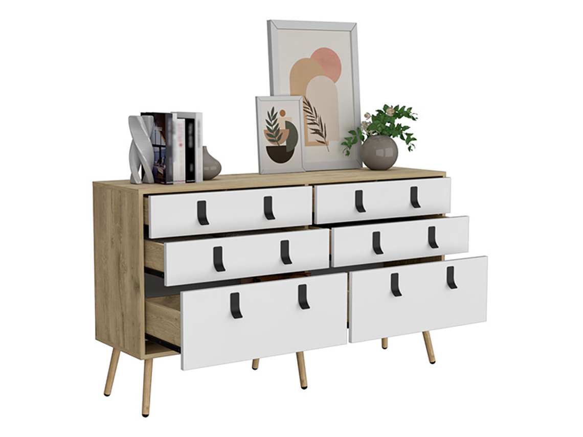 CÓMODA TUHOME HUNA DOBLE 6 CAJONES CAFÉ CLARO 4