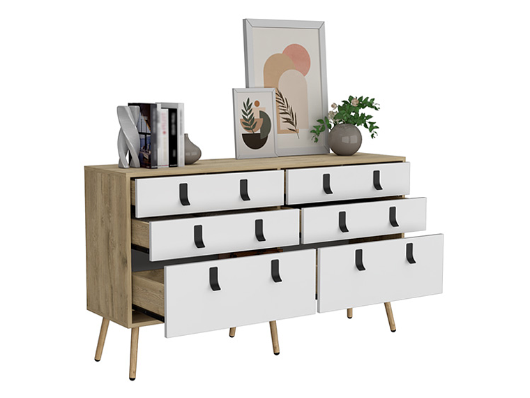 CÓMODA TUHOME HUNA DOBLE 6 CAJONES CAFÉ CLARO 4