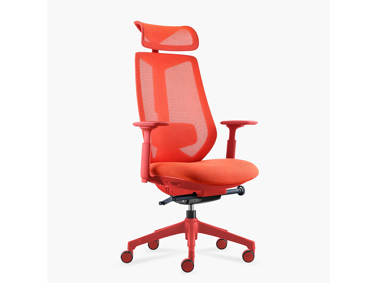 SILLA OFICINA EVE CON CABECERO ROJO FORM 2