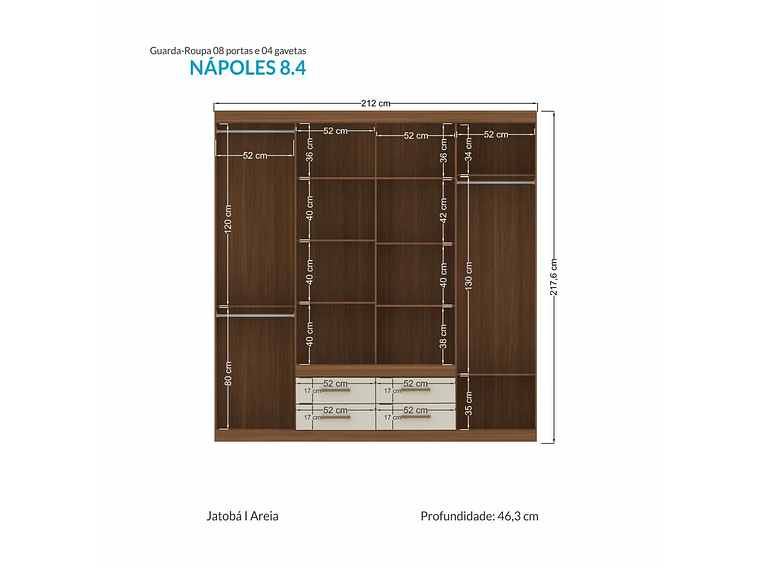 CLOSET NAPOLES 8P4C EN COLOR CAFE AREIA 2