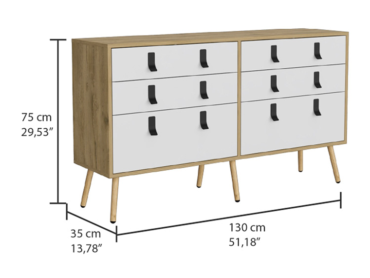 CÓMODA TUHOME HUNA DOBLE 6 CAJONES CAFÉ CLARO 5