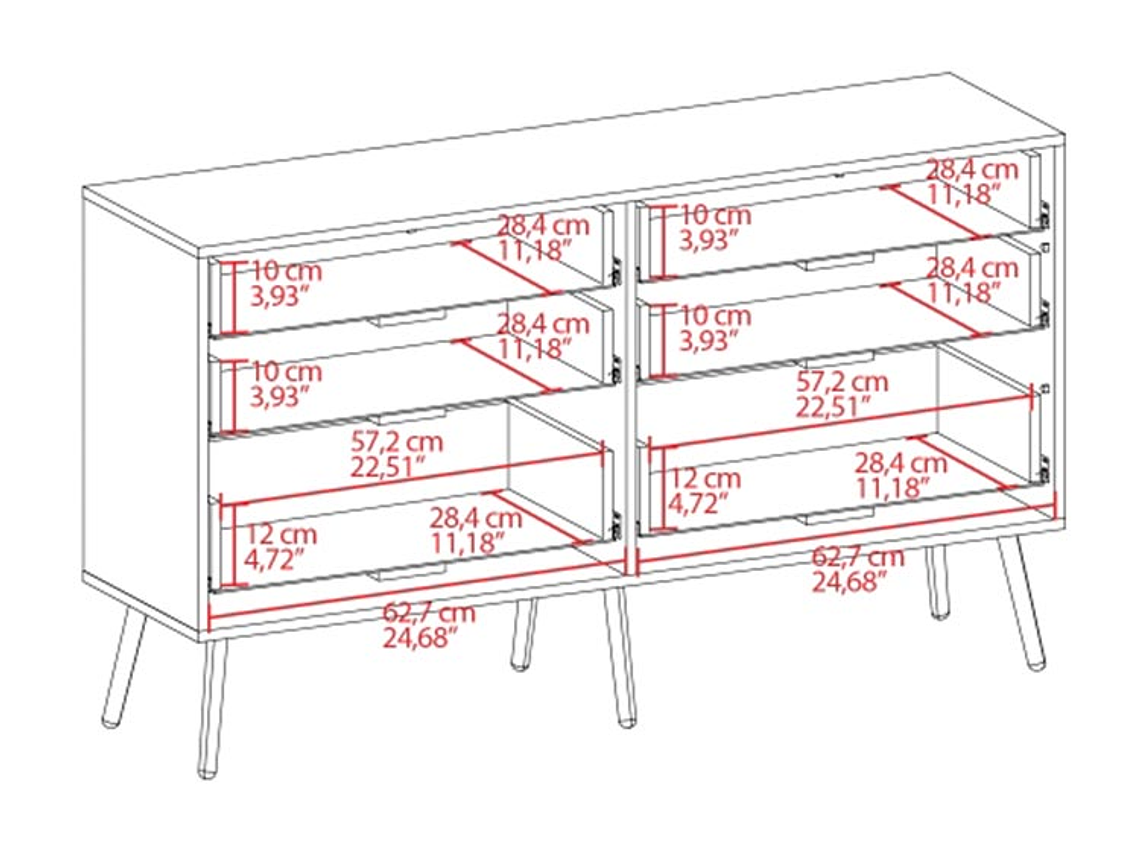 CÓMODA TUHOME HUNA DOBLE 6 CAJONES CAFÉ CLARO 6