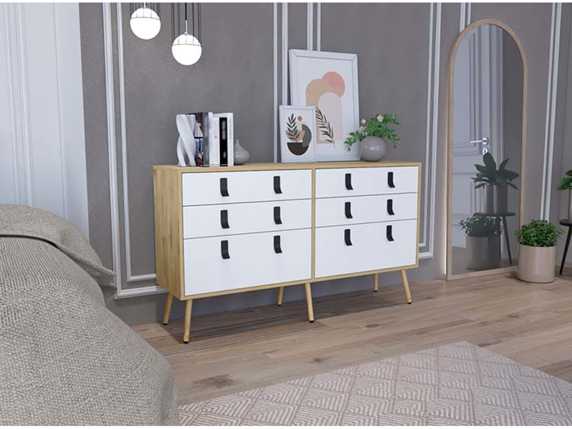 CÓMODA TUHOME HUNA DOBLE 6 CAJONES CAFÉ CLARO 7