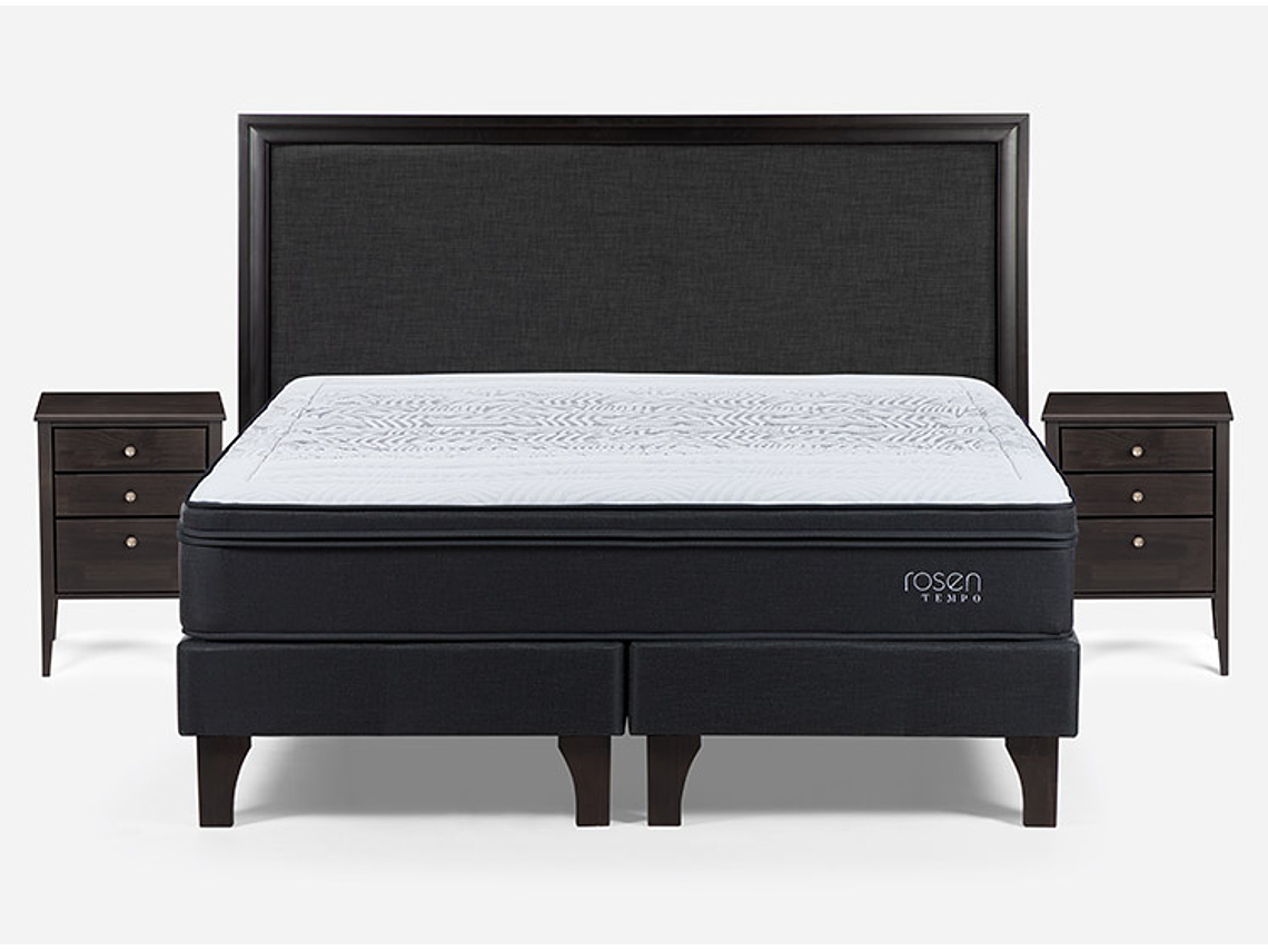 JUEGO DE DORMITORIO ROSEN CAMA EUROPEA TEMPO BD 2 PLAZAS + SET NOLITA GRAFITO 1