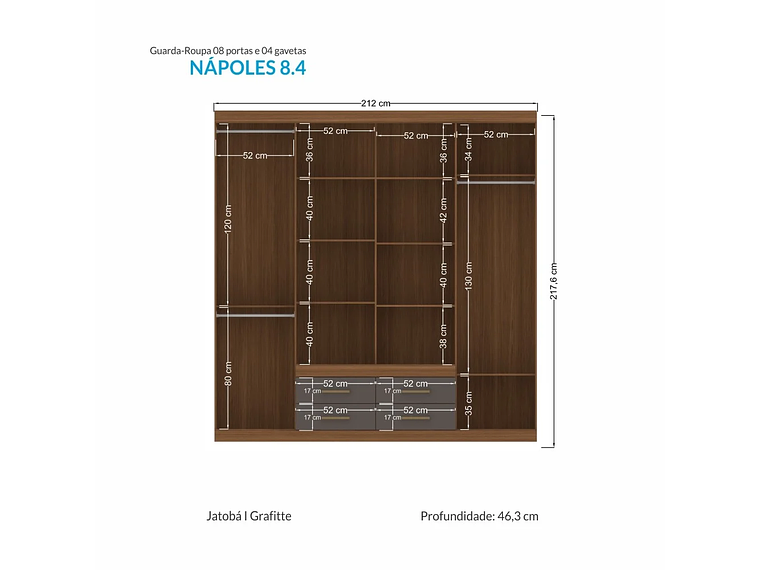 CLOSET NAPOLES 8P4C GRAFITO EN COLOR CAFE 2