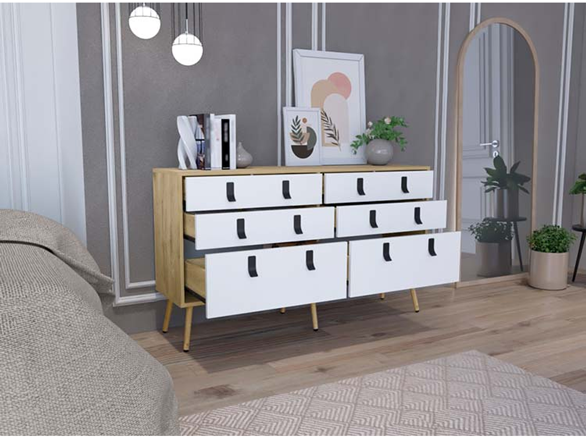 CÓMODA TUHOME HUNA DOBLE 6 CAJONES CAFÉ CLARO 8