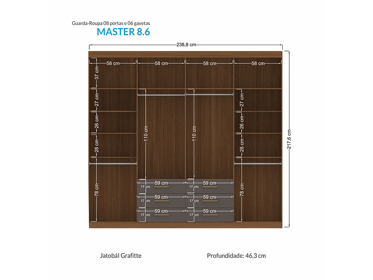 CLÓSET ALTAVISION MASTER 8 PUERTAS 6 CAJONES GRAFITO 2