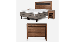 JUEGO DE DORMITORIO ROSEN CAMA EUROPEA NEW STYLE 6 2 PLAZAS CAFÉ + SET FERRARA + COMODODA BAKER