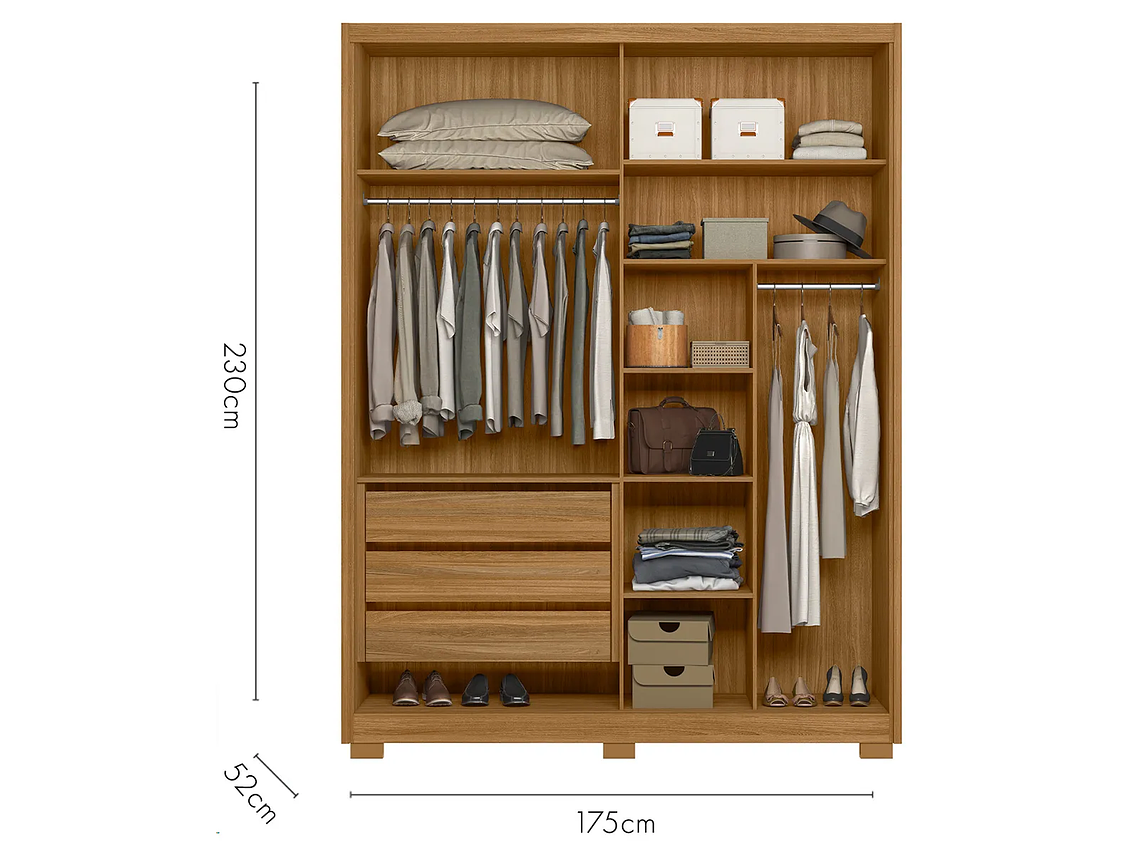 CLÓSET DI PORETTI DESIGN COLORADO 2 PUERTAS 3 CAJONES CAFÉ 4