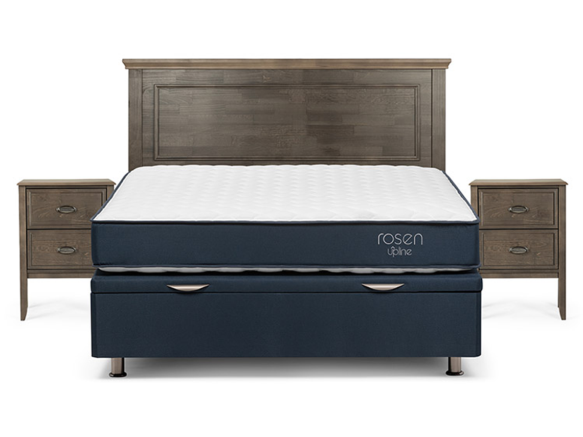 JUEGO DE DORMITORIO ROSEN CAMA BOXET UPLINE 2 PLAZAS + SET ANNA 1