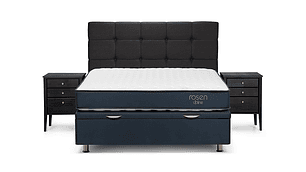 JUEGO DE DORMITORIO ROSEN CAMA BOXET UPLINE 2 PLAZAS + SET ISSEY GRAFITO