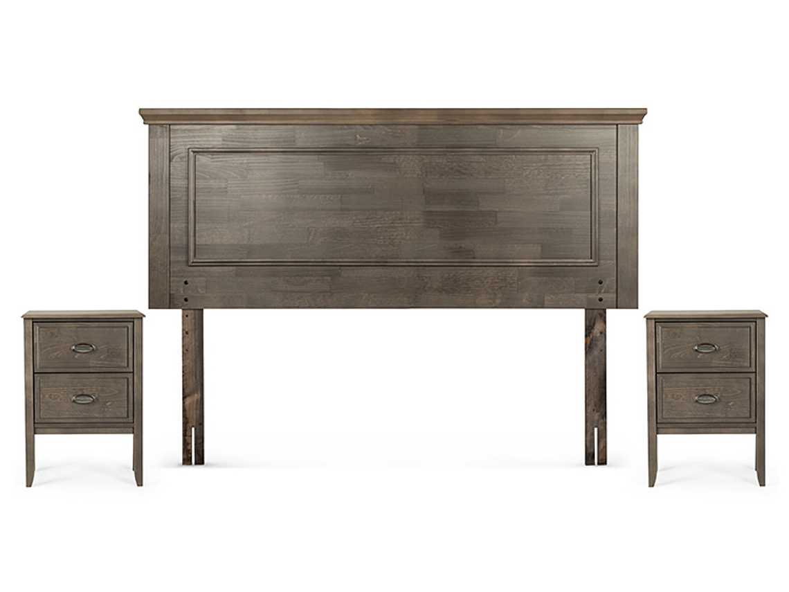 JUEGO DE DORMITORIO ROSEN CAMA BOXET UPLINE 2 PLAZAS + SET ANNA 3