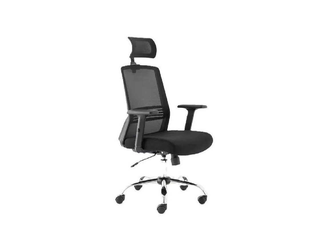 SILLA DE ESCRITORIO CUBA ALTA CON BRAZO REGULABLE Y CABECERO NEGRO 2