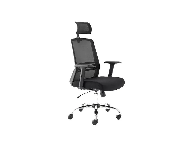 SILLA DE ESCRITORIO CUBA ALTA CON BRAZO REGULABLE Y CABECERO NEGRO 2