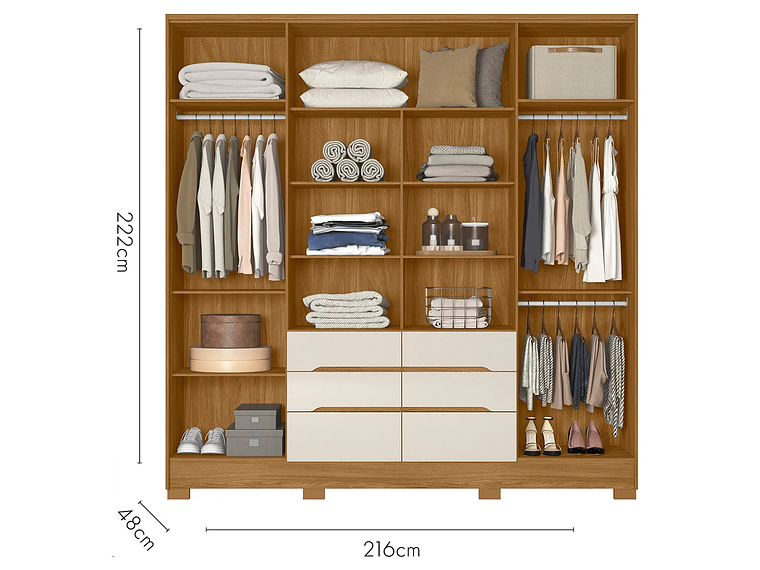 CLÓSET DI PORETTI DESIGN CON ESPEJO SAN FRANCISCO 3 PUERTAS 2 CAJONES CAFÉ 4