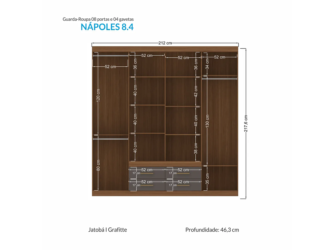 CLÓSET ALTAVISION NÁPOLES 8 PUERTAS 4 CAJONES GRAFITO 2