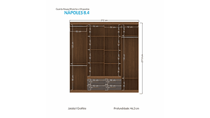 CLÓSET ALTAVISION NÁPOLES 8 PUERTAS 4 CAJONES GRAFITO