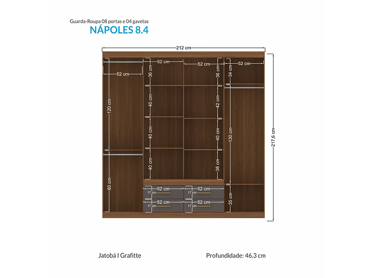 CLÓSET ALTAVISION NÁPOLES 8 PUERTAS 4 CAJONES GRAFITO 2