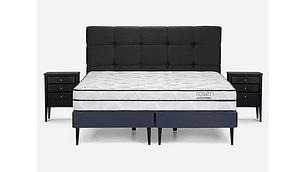 JUEGO DE DORMITORIO ROSEN CAMA EUROPEA AUTONOMY SKY BD 2 PLAZAS + SET ISSEY GRAFITO