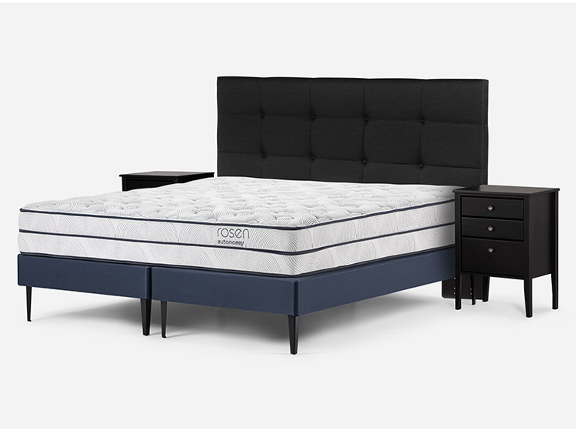 JUEGO DE DORMITORIO ROSEN CAMA EUROPEA AUTONOMY SKY BD 2 PLAZAS + SET ISSEY GRAFITO 2