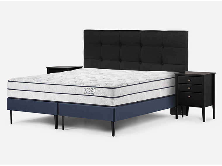 JUEGO DE DORMITORIO ROSEN CAMA EUROPEA AUTONOMY SKY BD 2 PLAZAS + SET ISSEY GRAFITO 2