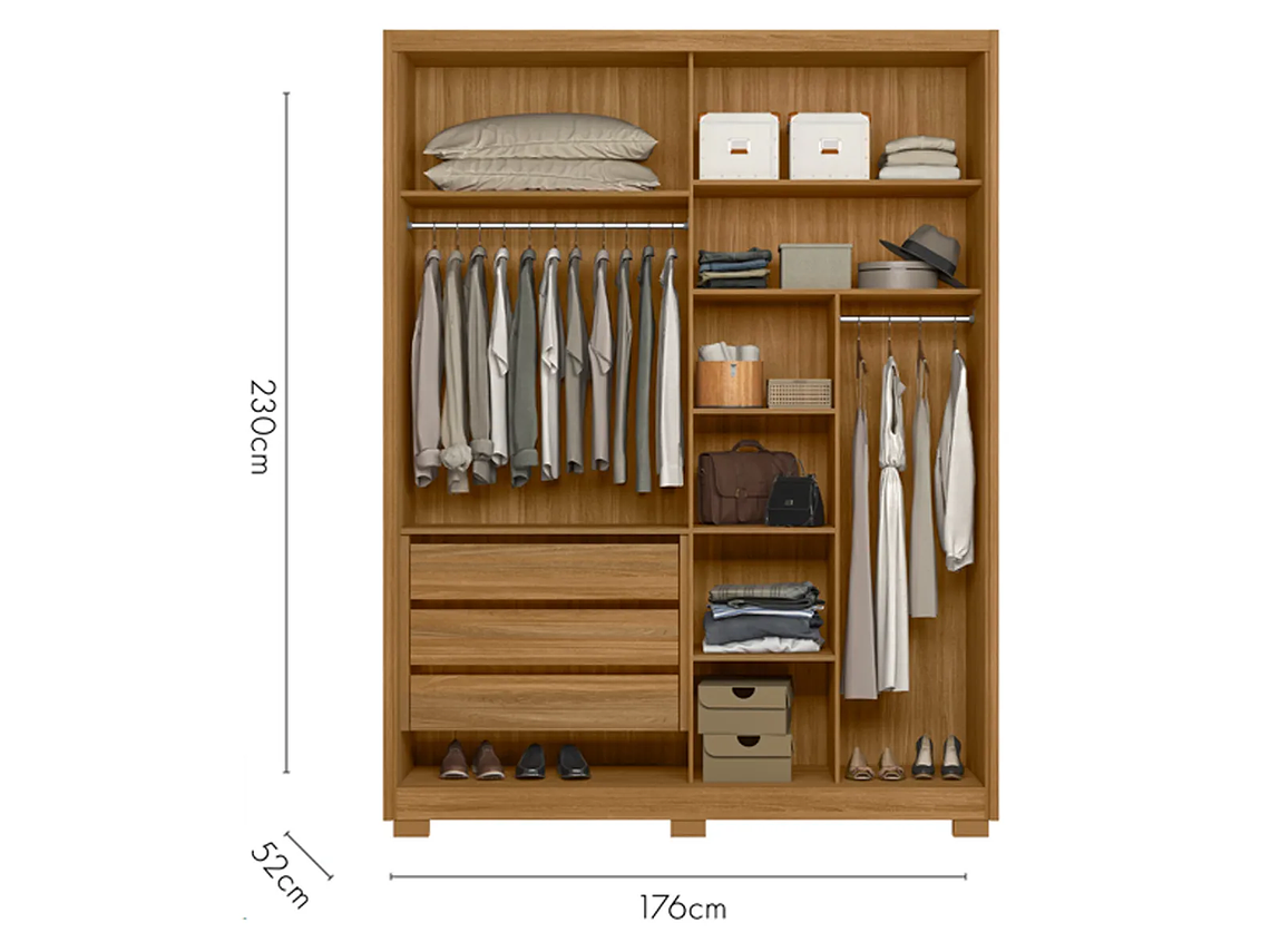 CLÓSET DI PORETTI DESIGN CALIFORNIA 4 PUERTAS 3 CAJONES CAFÉ 2