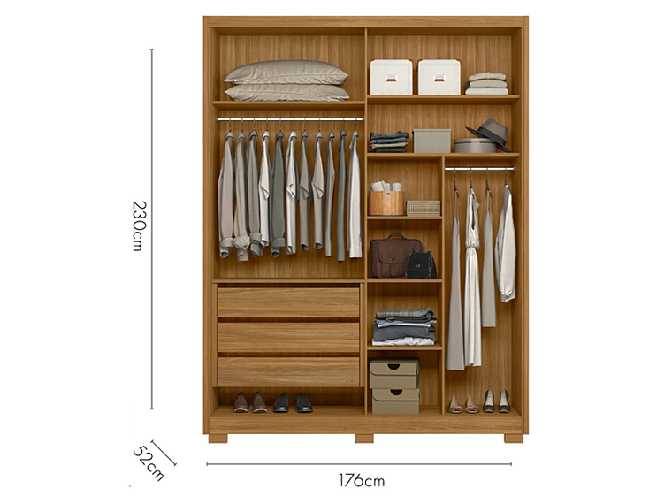 CLÓSET DI PORETTI DESIGN CALIFORNIA 4 PUERTAS 3 CAJONES CAFÉ 2