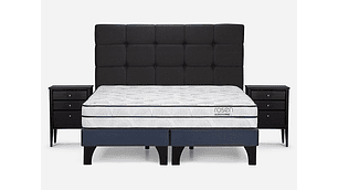 JUEGO DE DORMITORIO ROSEN CAMA EUROPEA AUTONOMY SKY BD 2 PLAZAS AZUL + SET ISSEY GRIS