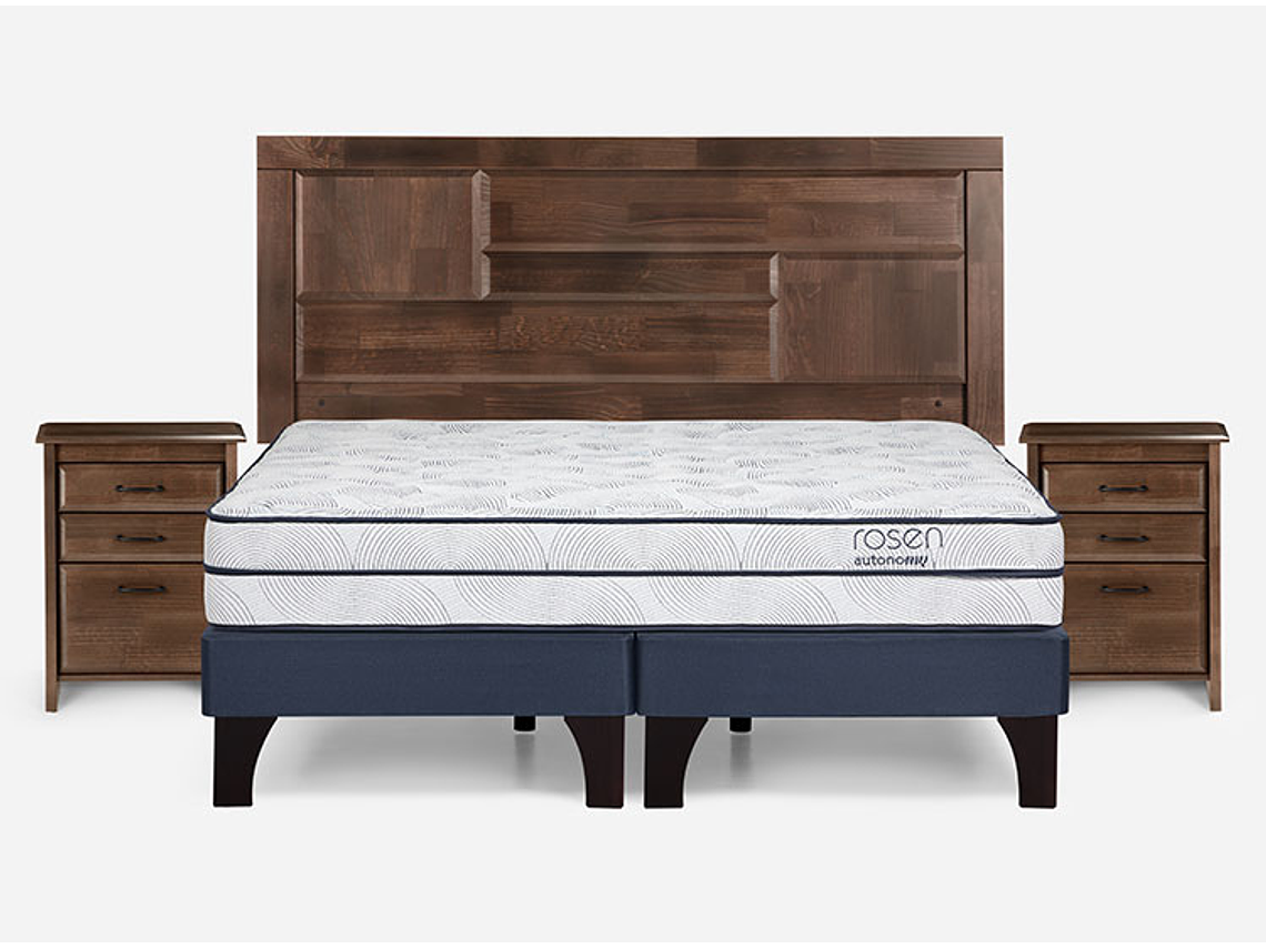 JUEGO DE DORMITORIO ROSEN CAMA EUROPEA AUTONOMY SKY BD 2 PLAZAS AZUL + SET DOLCE 1