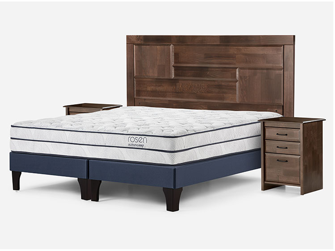 JUEGO DE DORMITORIO ROSEN CAMA EUROPEA AUTONOMY SKY BD 2 PLAZAS AZUL + SET DOLCE 2