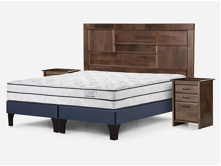 JUEGO DE DORMITORIO ROSEN CAMA EUROPEA AUTONOMY SKY BD 2 PLAZAS AZUL + SET DOLCE 2