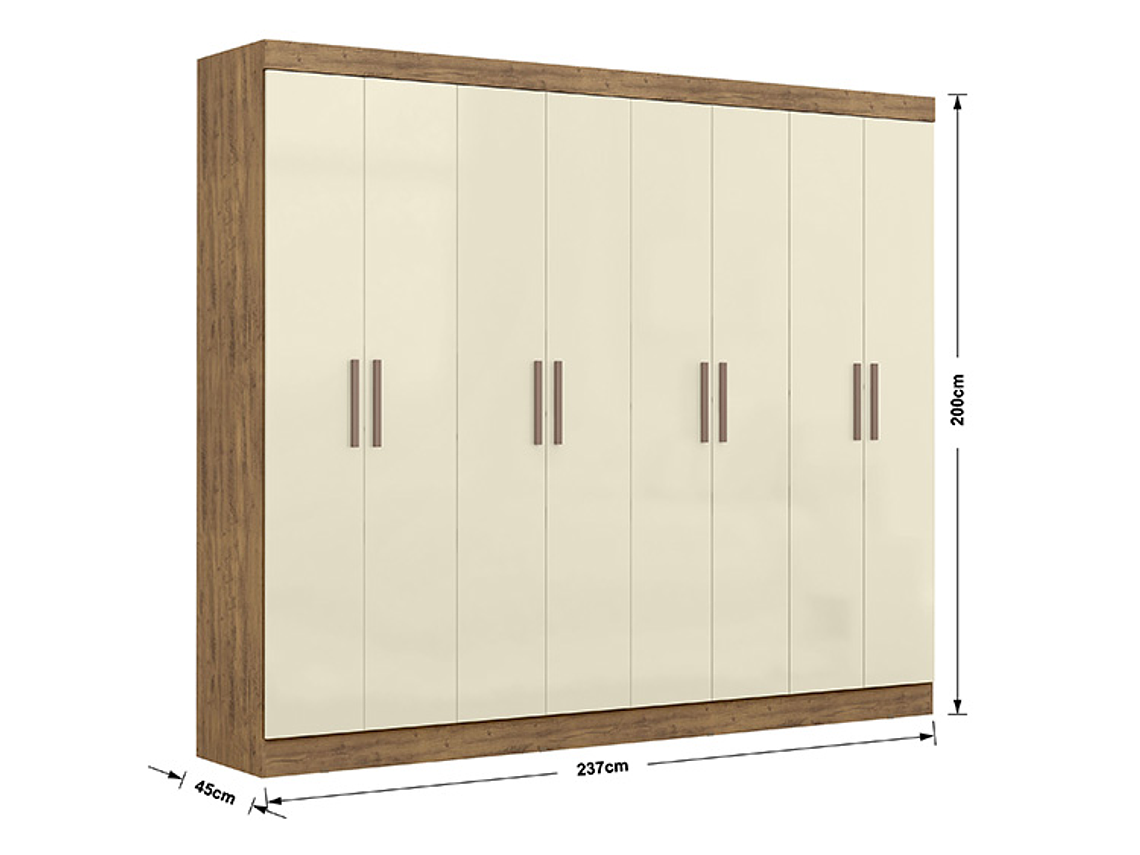 CLOSET DI PORETTI DESIGN PARIS MDF 8 PUERTAS 4 CAJONES CAFÉ CLARO 2