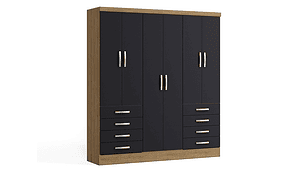 CLOSET YARDAS FREIJO S338 6 PUERTAS 8 CAJONES NEGRO MATE