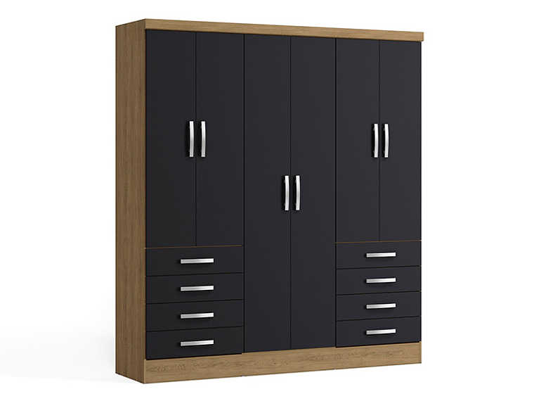 CLOSET YARDAS FREIJO S338 6 PUERTAS 8 CAJONES NEGRO MATE 1