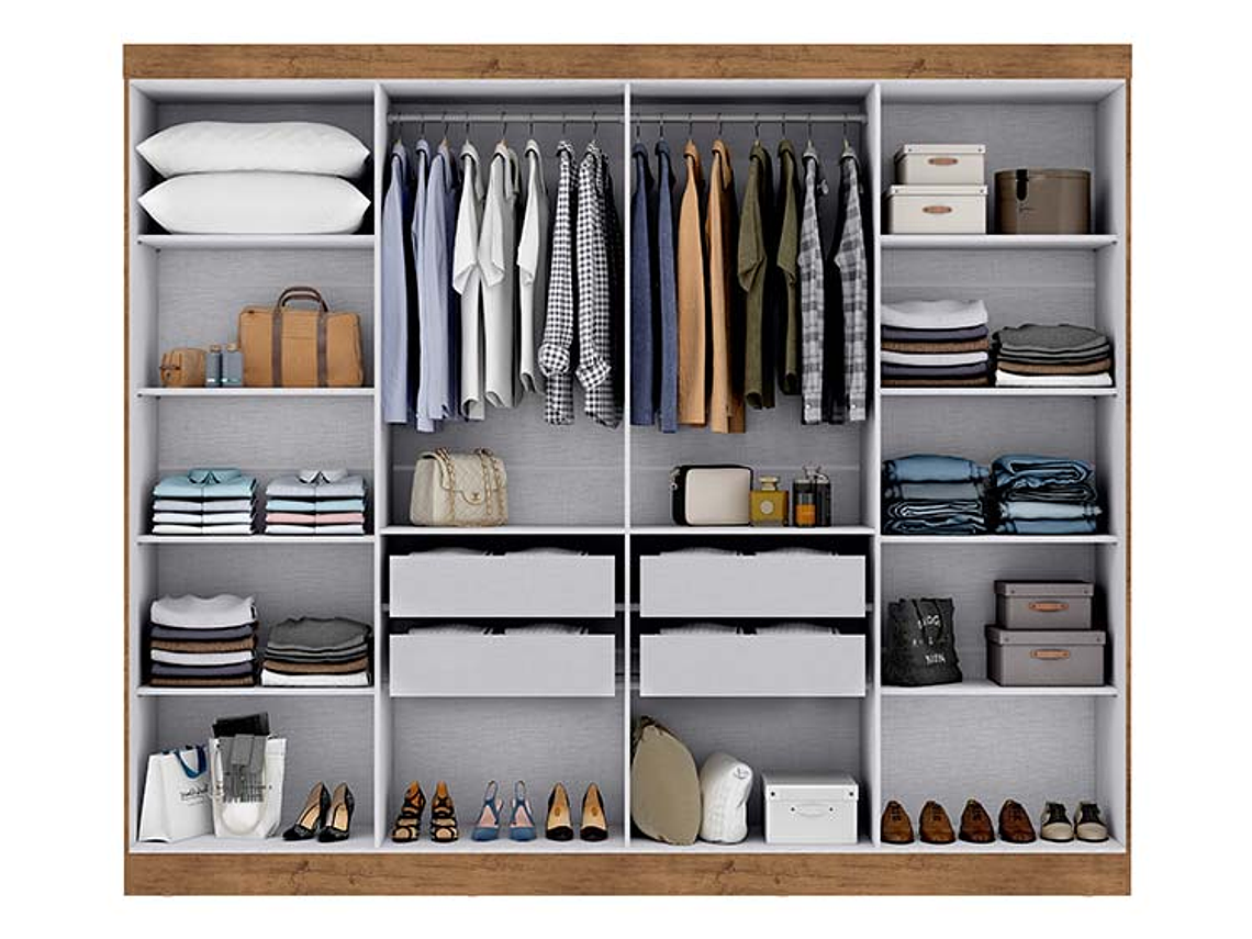 CLOSET DI PORETTI DESIGN PARIS MDF 8 PUERTAS 4 CAJONES CAFÉ CLARO 3