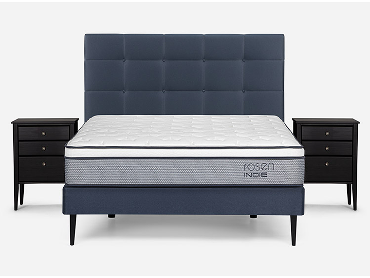 JUEGO DE DORMITORIO ROSEN CAMA EUROPEA INDIE BN 2 PLAZAS + SET ISSEY AZUL 1