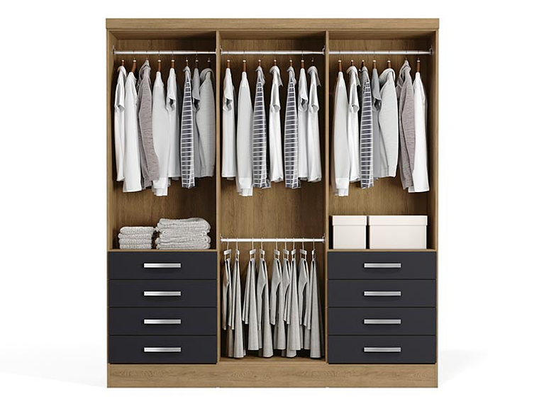 CLOSET YARDAS FREIJO S338 6 PUERTAS 8 CAJONES NEGRO MATE 4