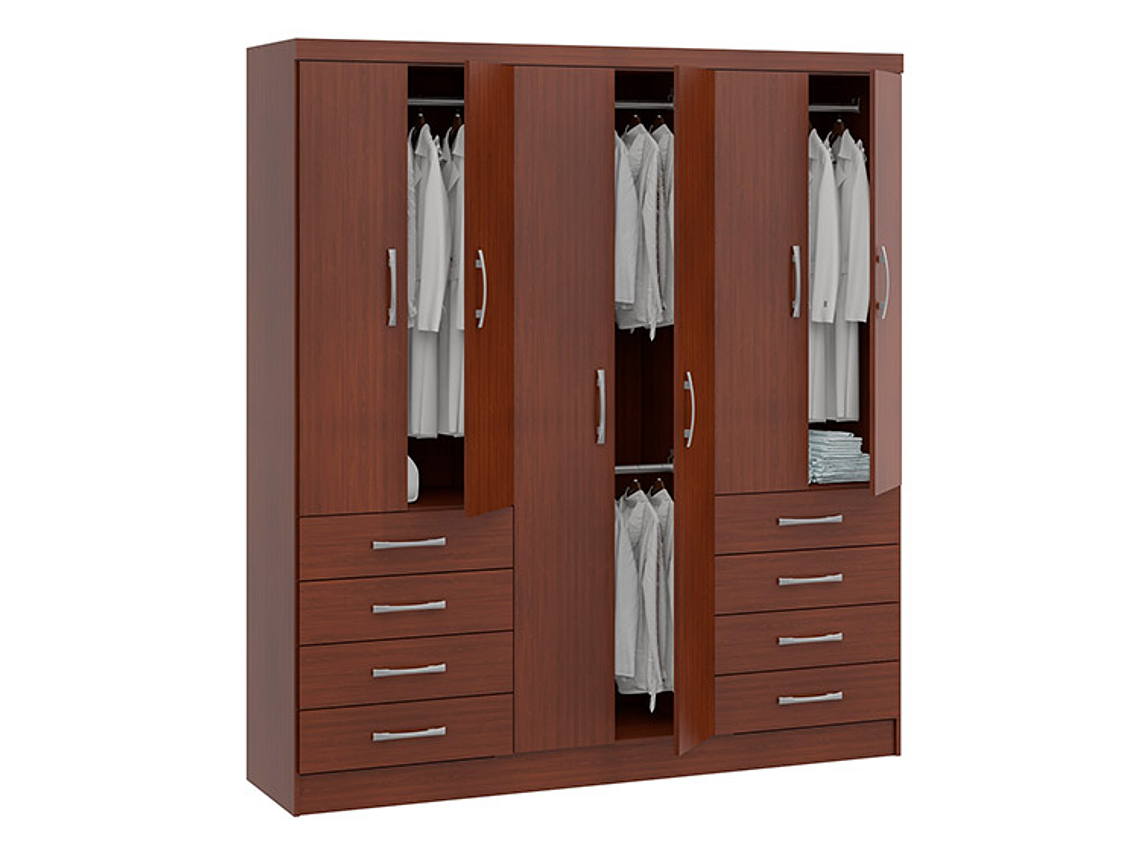 CLOSET  HOME S338 CAOBA 6 PUERTAS 8 CAJONES CAFÉ 2
