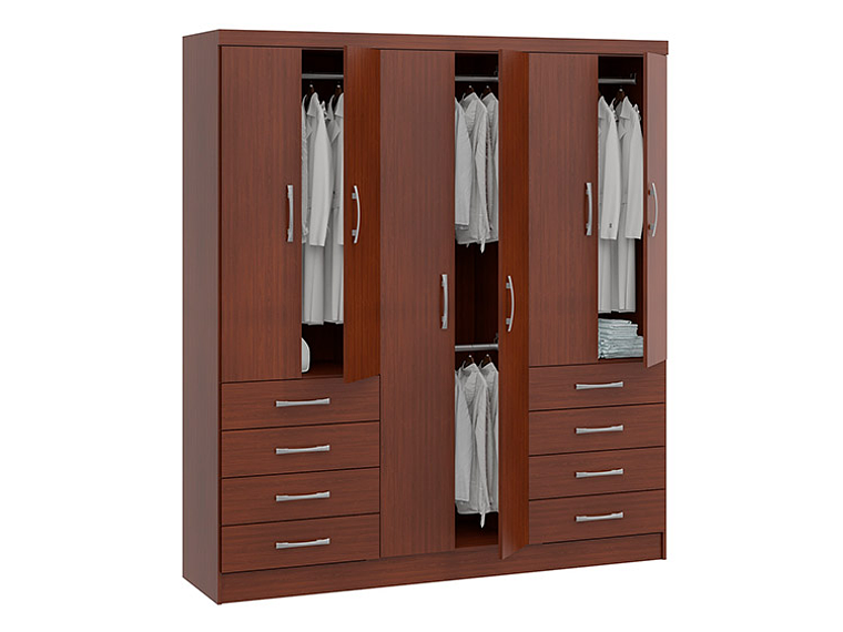 CLOSET  HOME S338 CAOBA 6 PUERTAS 8 CAJONES CAFÉ 2