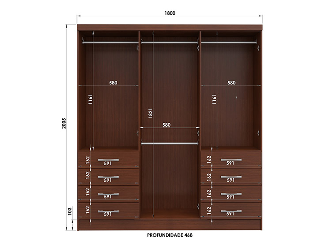 CLOSET  HOME S338 CAOBA 6 PUERTAS 8 CAJONES CAFÉ 3