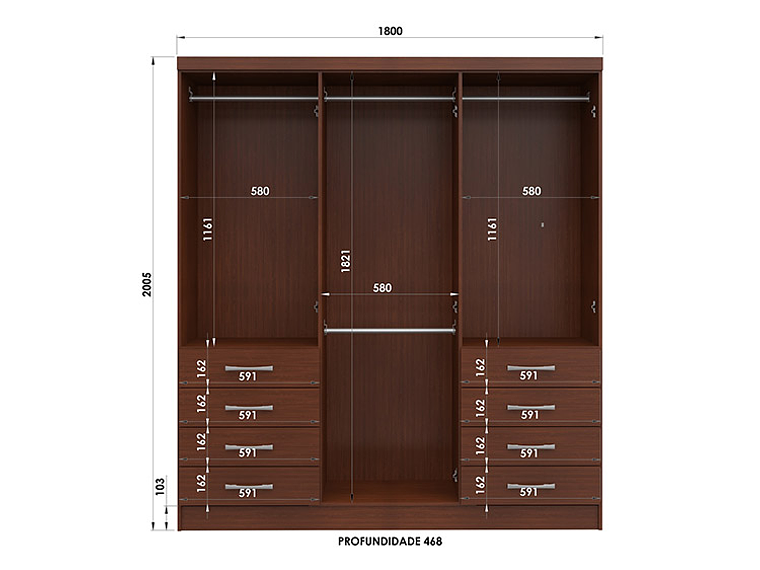 CLOSET  HOME S338 CAOBA 6 PUERTAS 8 CAJONES CAFÉ 3