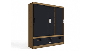 CLOSET YARDAS FREIJO S453 4 PUERTAS 4 CAJONES NEGRO MATE