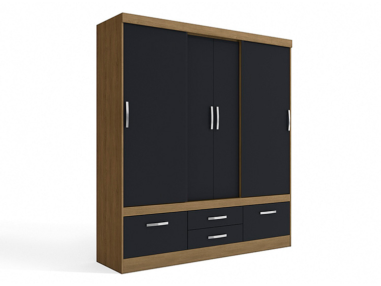 CLOSET YARDAS FREIJO S453 4 PUERTAS 4 CAJONES NEGRO MATE 1