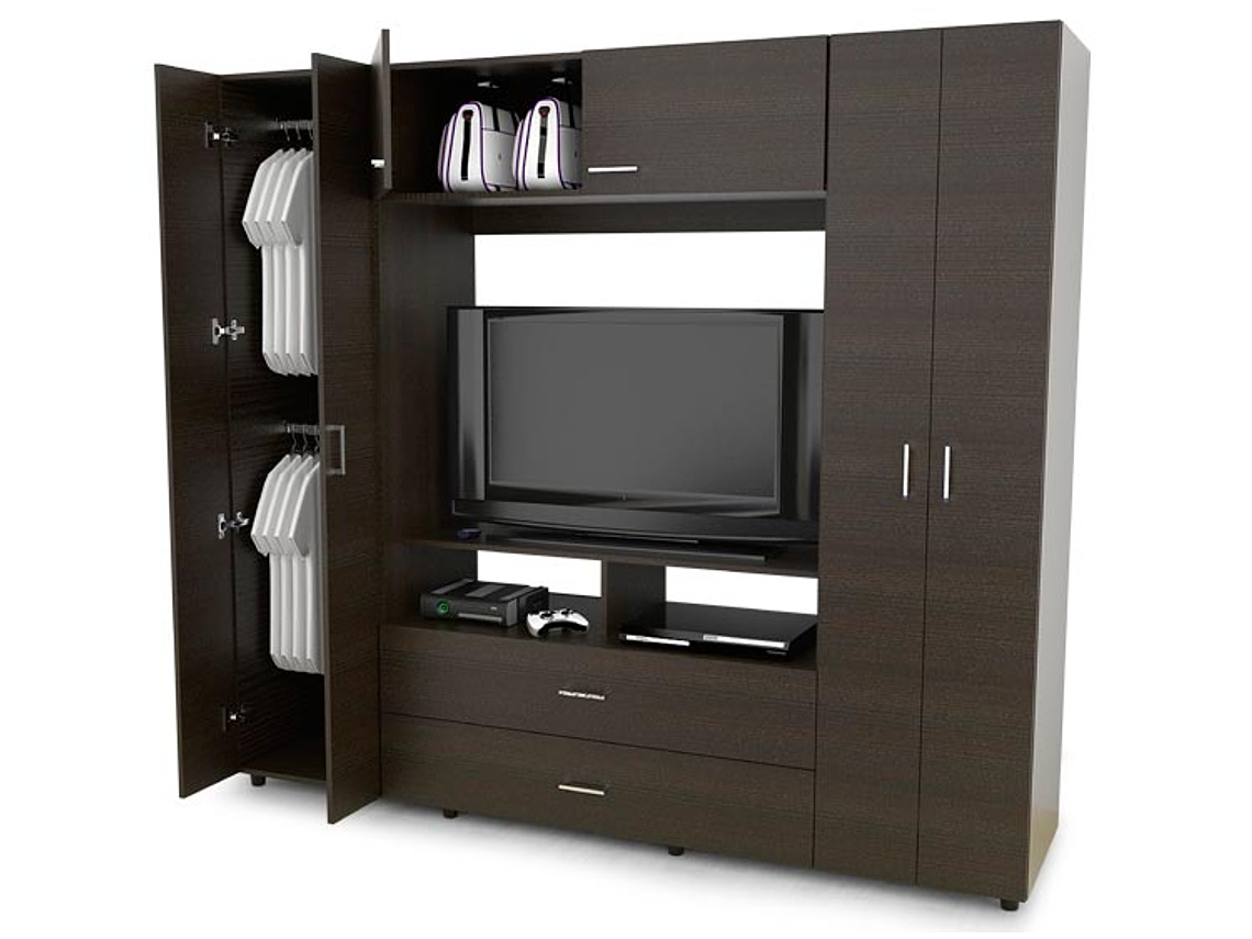 CLOSET TUHOME ENTRETENIMIENTO MANILA Z- 200 6 PUERTAS 2 CAJONES 2