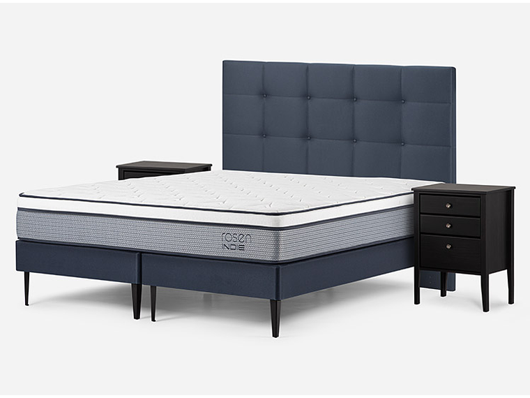 JUEGO DE DORMITORIO ROSEN CAMA EUROPEA INDIE BD 2 PLAZAS + SET ISSEY AZUL 2