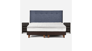 CAMA EUROPEA CLASSIQUE+ 2 PLAZAS +RESPALDO Y VELADORES DENIM