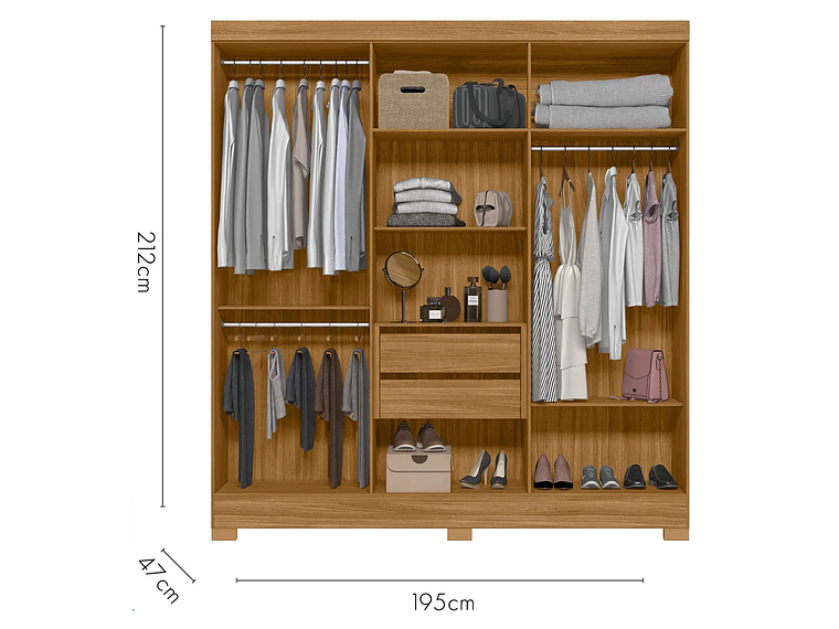 CLÓSET DI PORETTI DESIGN CINZA VALENCIA 6 PUERTAS 2 CAJONES CAFÉ 2
