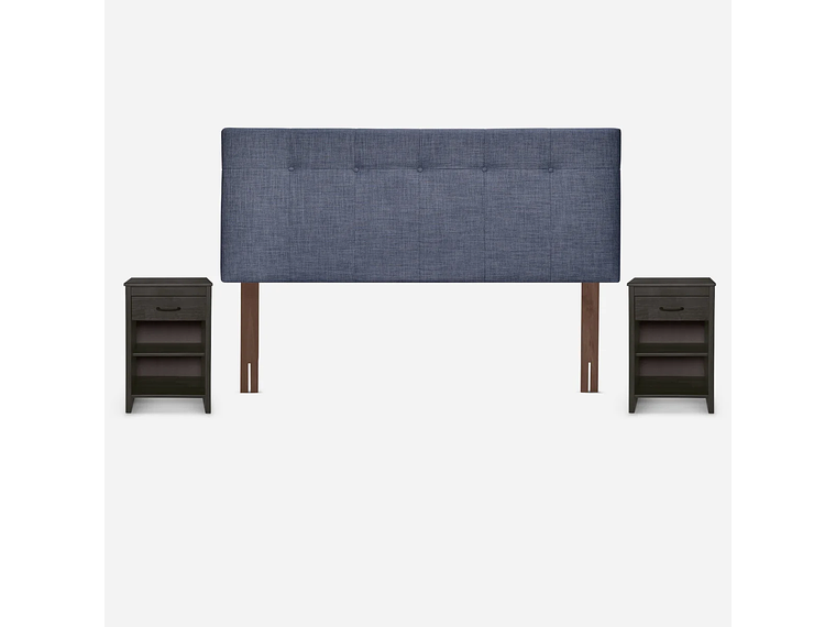 CAMA EUROPEA CLASSIQUE+ 2 PLAZAS +RESPALDO Y VELADORES DENIM 3